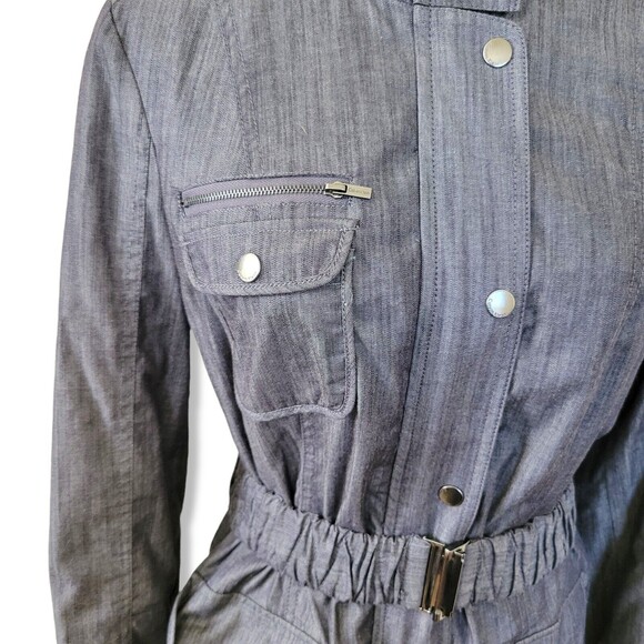 Calvin Klein Womens's Utility Jacket Cinched belted Waist full zip Size 6 - Picture 12 of 12